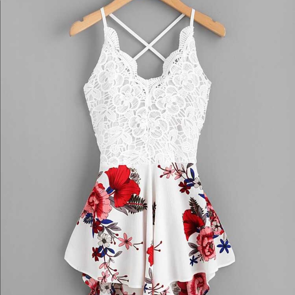 lace and floral romper